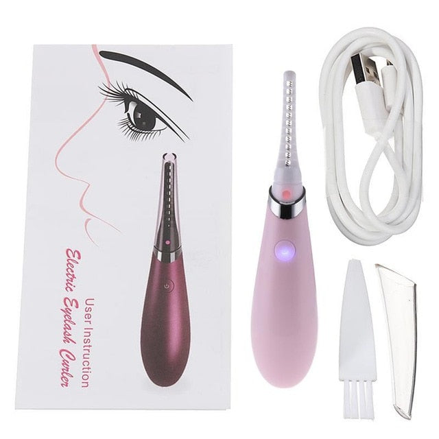 Mini USB Rechargeable Electric Heated Eyelash Long-Lasting Electric Ironing Eyelash Curler Device For Beauty Gift