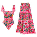 Print  Strap  Bow Detail  One-piece  Women's Swimwear