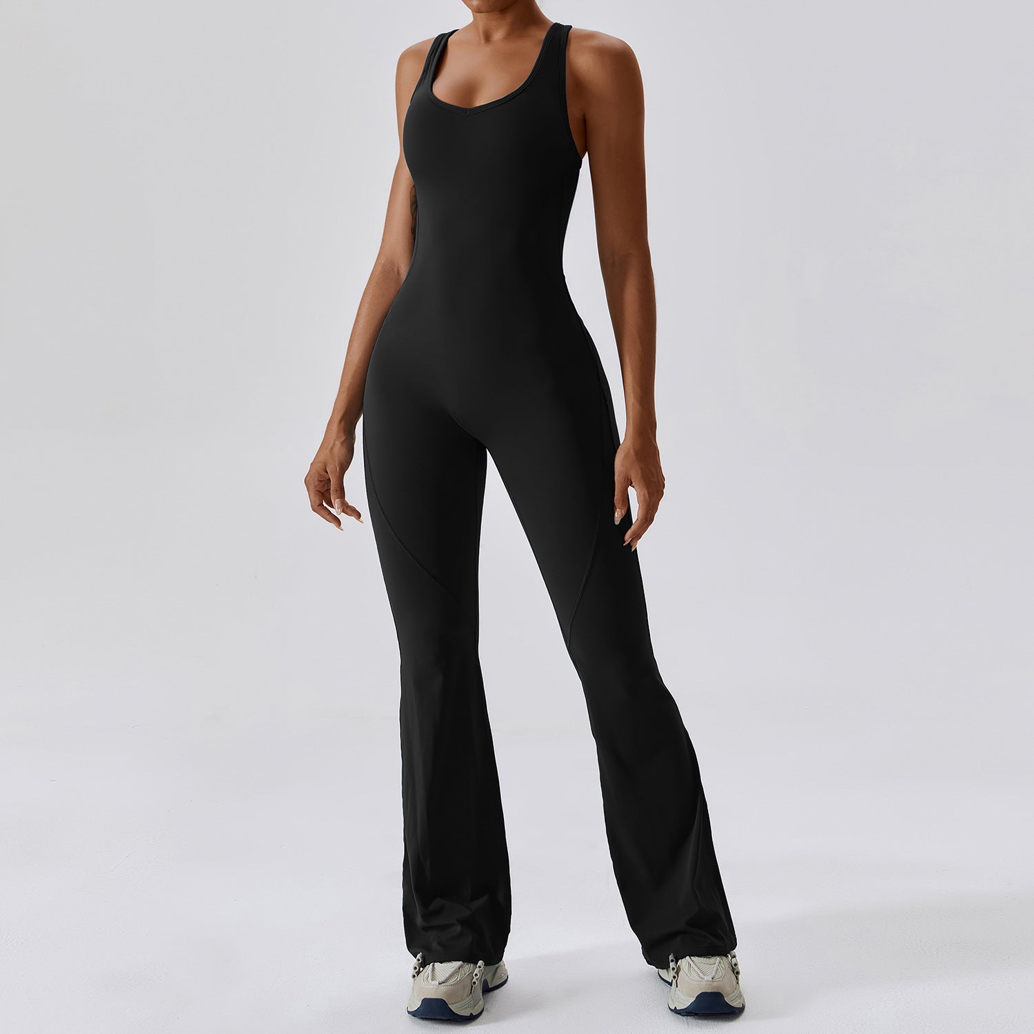 Sleeveless slim fit long pants jumpsuit