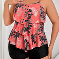 Loose camisole with ruffled edge printed Tankini